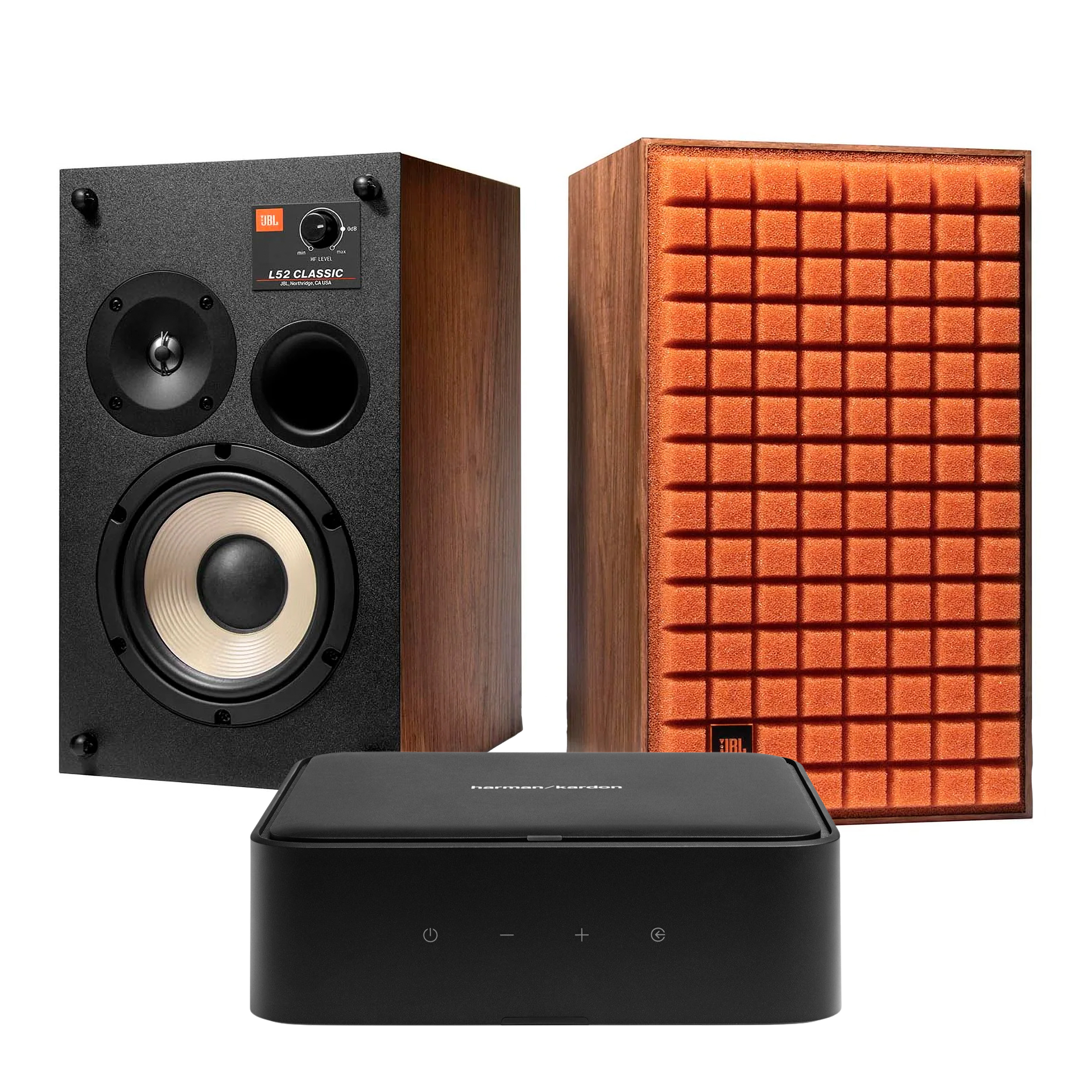 JBL L52 Orange Front & Harman Kardon Citation streaming forstærker